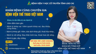 LỊCH KHÁM BỆNH CÙNG CHUYÊN GIA BỆNH VIỆN THỂ THAO VIỆT NAM VÀO NGÀY 22/6/2026
