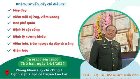THÔNG BÁO LỊCH KHÁM CHUYÊN GIA NGÀY 14/4/2025