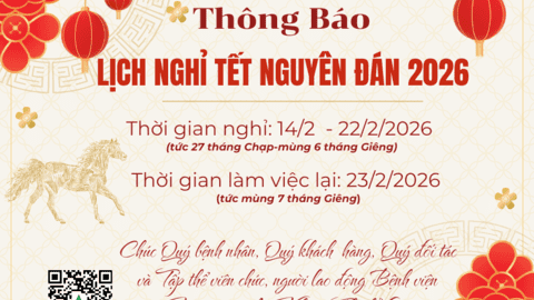 THÔNG BÁO NGHỈ TẾT NGUYÊN ĐÁN 2026