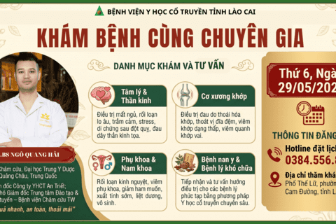 THÔNG BÁO LỊCH KHÁM BỆNH CÙNG CHUYÊN GIA NGÀY 29/5/2026