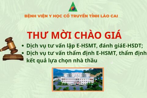 THƯ MỜI CHÀO GIÁ Dịch vụ tư vấn lập E-HSMT, đánh giá E-HSDT; Dịch vụ tư vấn thẩm định E-HSMT, thẩm định kết quả lựa chọn nhà thầu